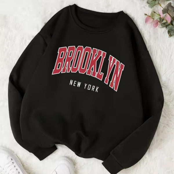Personality Trend Printed Crew Neck Sweatshirt Women
