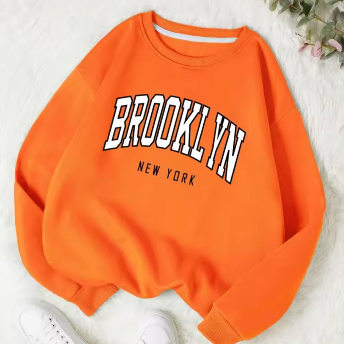 Personality Trend Printed Crew Neck Sweatshirt Women