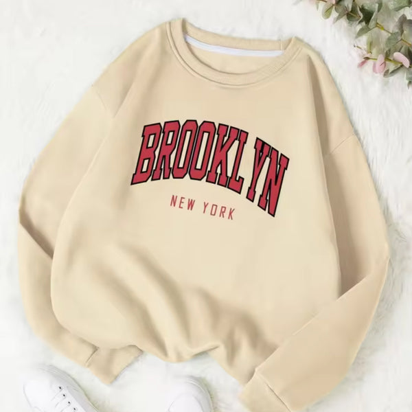 Personality Trend Printed Crew Neck Sweatshirt Women