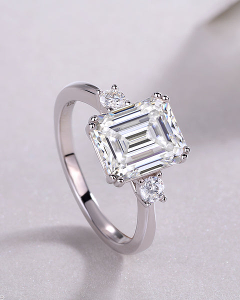 Baguette Diamond Ring Wedding Ring Luxury Moissanite Silver Ring