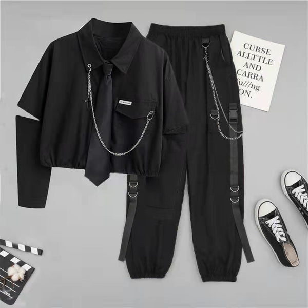 Personalized Women's Shirt Overalls Two-piece Set