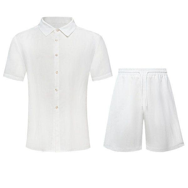 Men's Casual Formal Shirt And Shorts Set