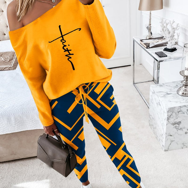 Women's Casual Printed Two-piece Suit Clothing