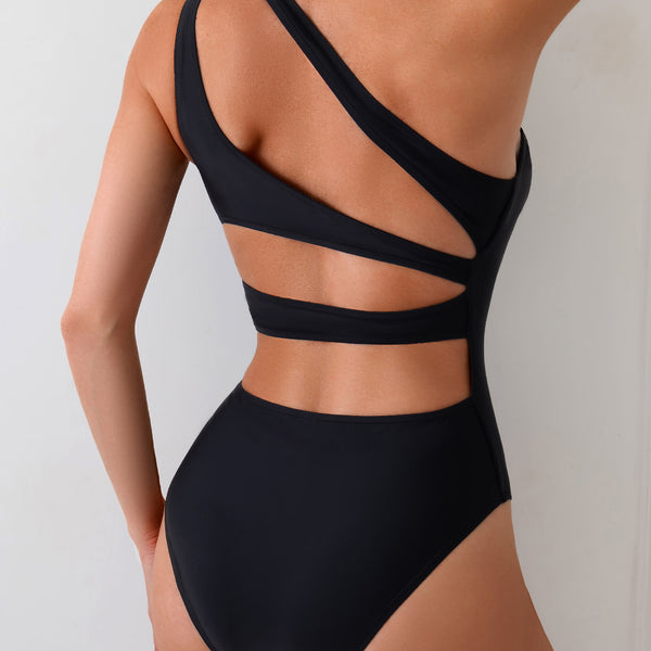 Women's Swim Beach One Shoulder Hollow Out One-Piece Swimsuit Beachwear Bathing Suit