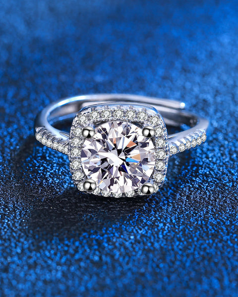S925 Micro-inlaid Four-claw Princess Square Bag Moissanite Ring Women