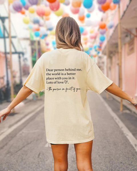 Round Neck Slogan Printed Short Sleeved T-shirt