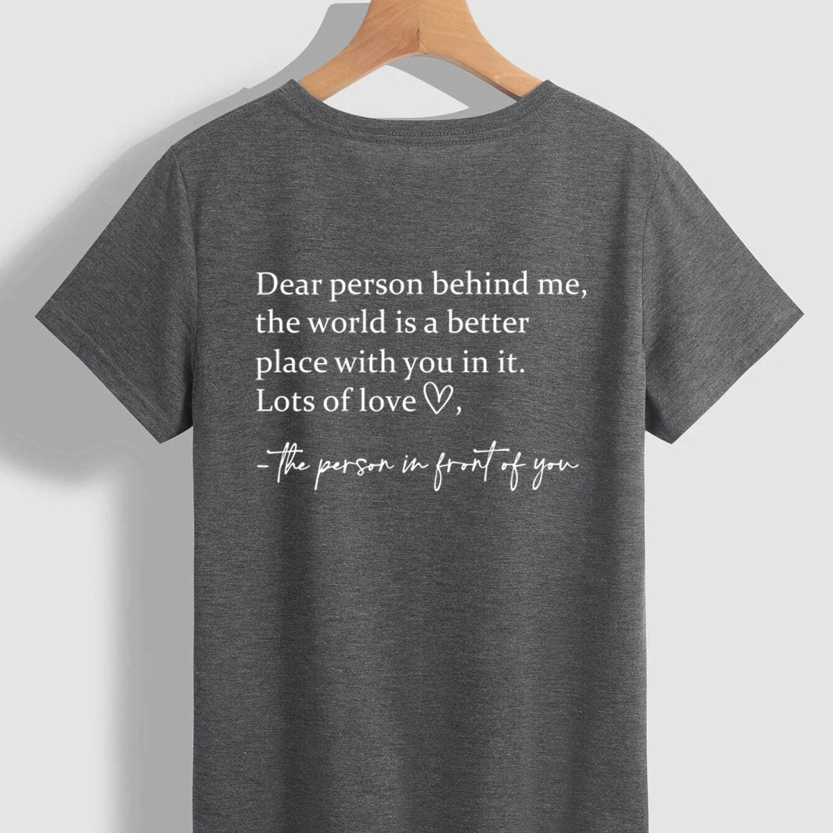 Round Neck Slogan Printed Short Sleeved T-shirt