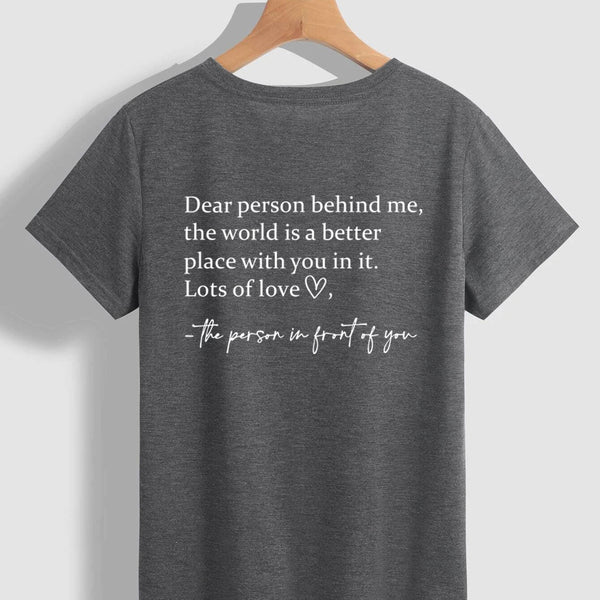 Round Neck Slogan Printed Short Sleeved T-shirt