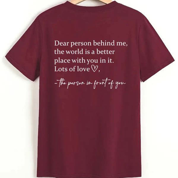 Round Neck Slogan Printed Short Sleeved T-shirt