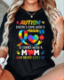 Women's Casual Crew Neck T-Shirt With Autism Awareness Cartoon Print