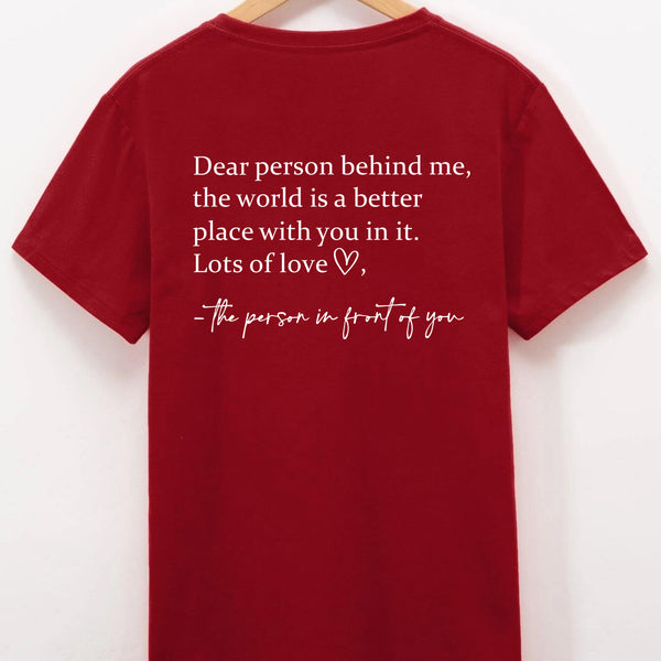 Round Neck Slogan Printed Short Sleeved T-shirt