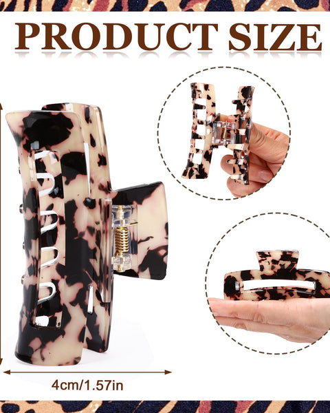 4Pcs Tortoise Hair Claw Clips, Acetate Hair Claw Clip Acrylic French Hair Banana Barrettes Jaw Clips, Stylish Hair Accessories For Women 3.15 Inch Fashion Strong Hold For Thick Thin Hair,442-9838-G14