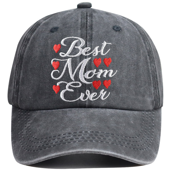 Best Mom Ever Hat For Women, Adjustable Embroidered Wash Cotton Baseball Cap