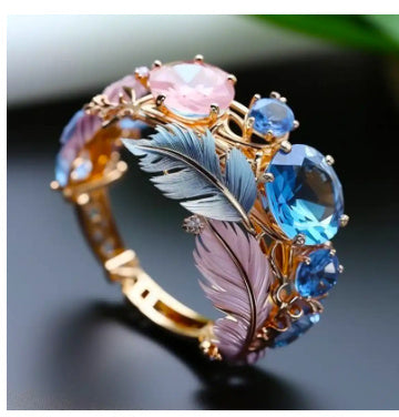 Flower Butterfly Ring With Rhinestones Design Fashion Personalized Jewelry For Women