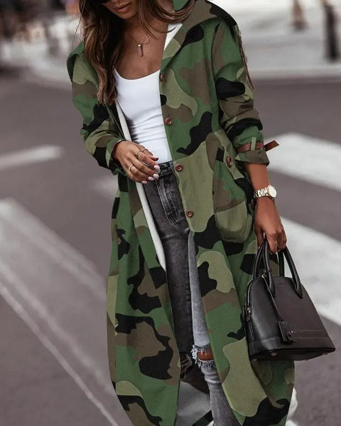 Fashion Personality Casual Lapel Mid-length Trench Coat Women